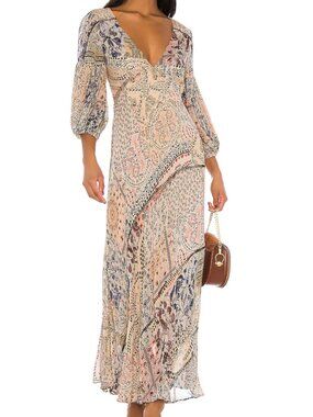 Free People Moroccan Dream Bohemian Paisley Maxi Dress Size 8